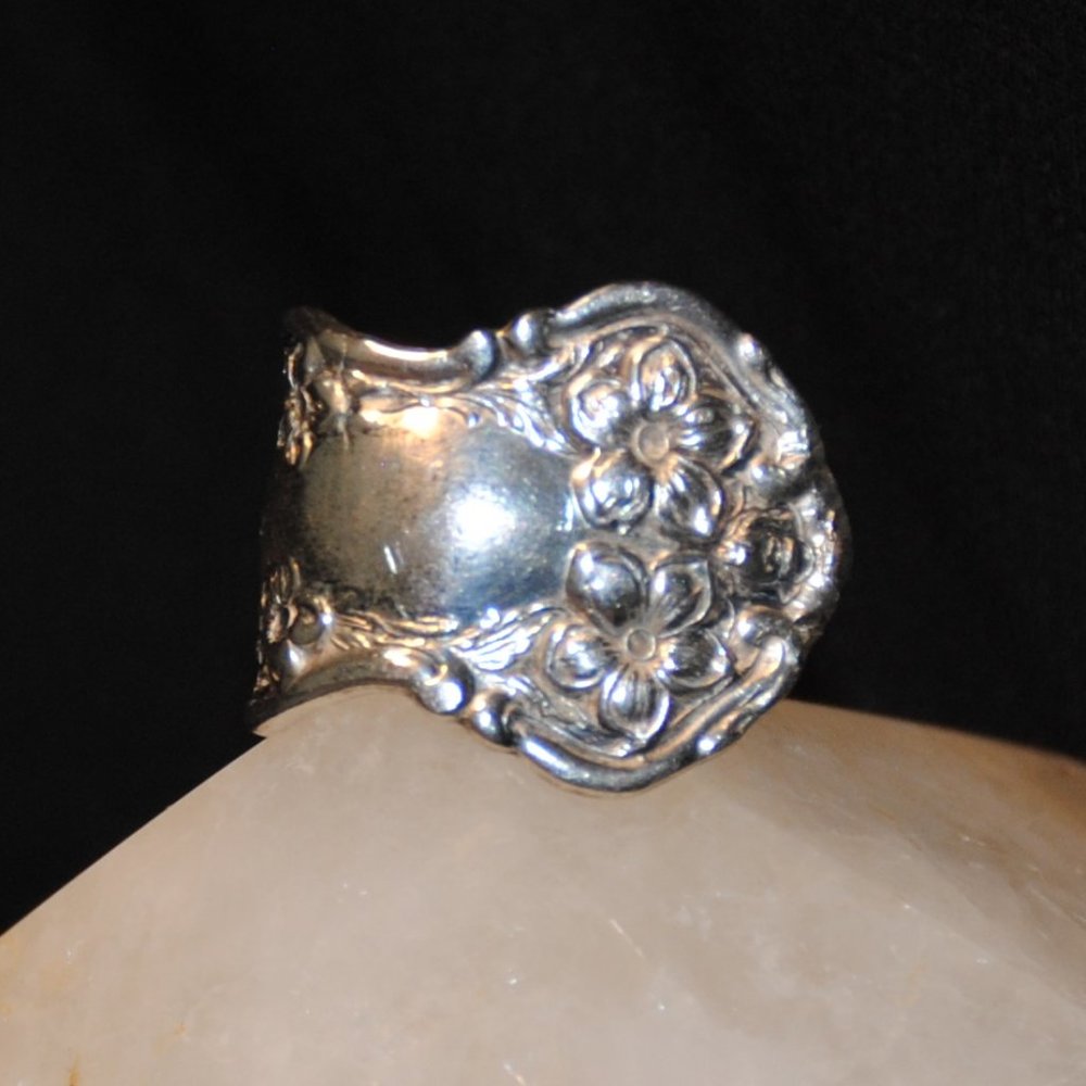 Boho Vintage Handmade Sterling Silverplate Daffodil Spoon Ring Size 6